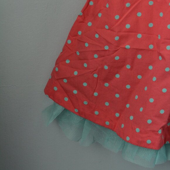 Gap Size 12-18M Coral/Aqua Dress Polka Dot Tulle - Picture 2 of 3